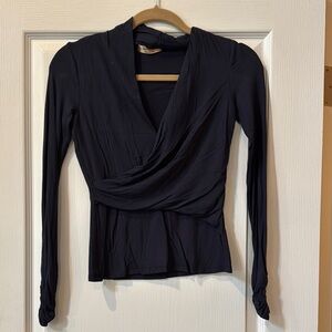 Bailey 44 Black Fitted Wrap Blouse